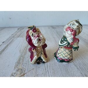 Vintage Blue sky Santa Mrs Claus ornament ceramic Heather goldbine 2001 tree